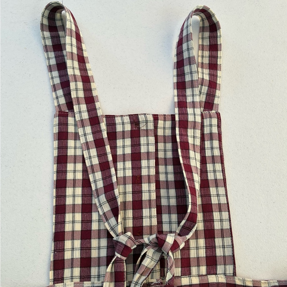 FRIENDS Vintage 90’s Burgundy and Cream Sleeveless Pinafore - Picture 7 of 7